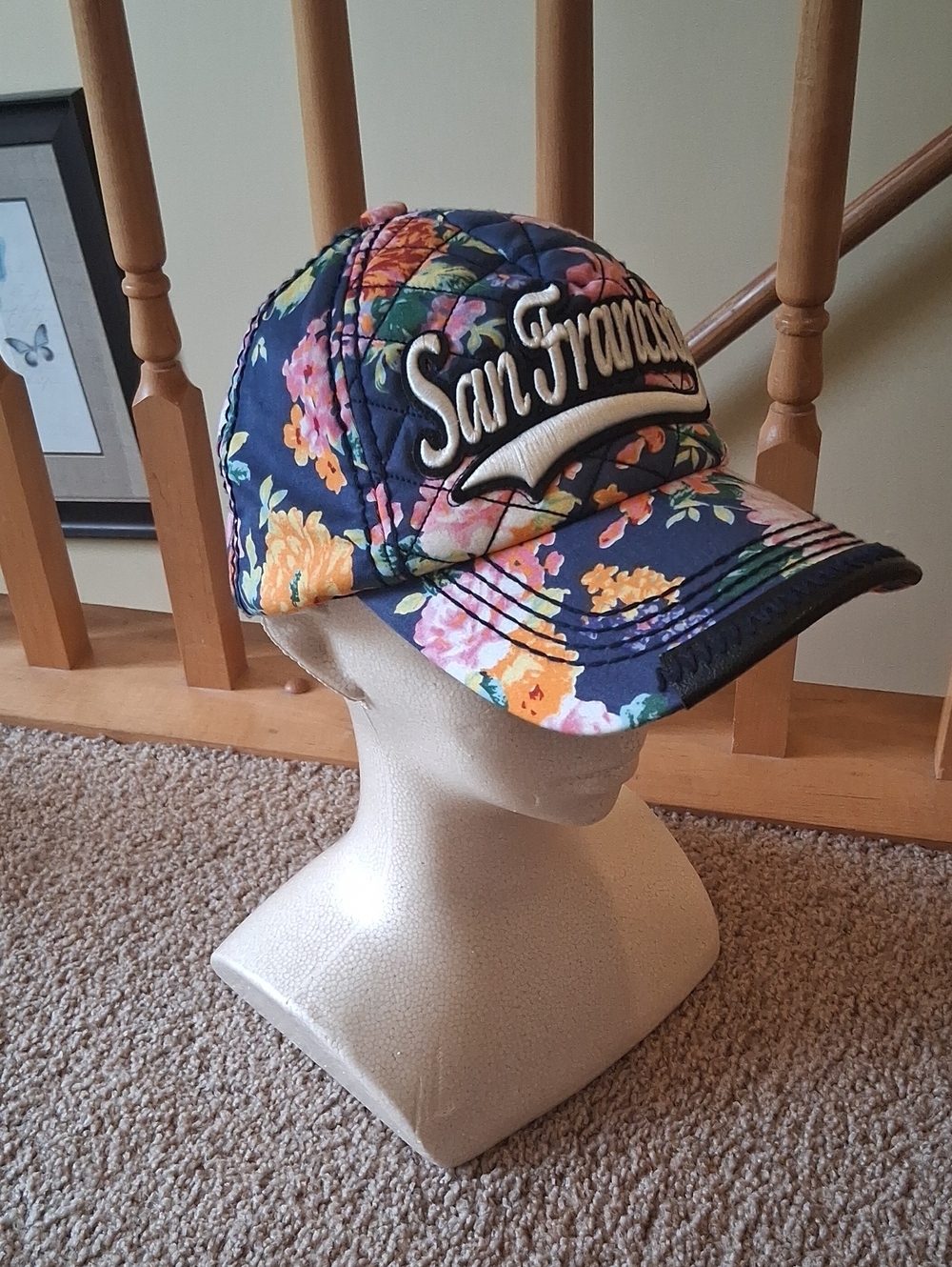 Robin Ruth Floral 100% Cotton Quilted San Francisco Baseball Cap Hat Snap Back